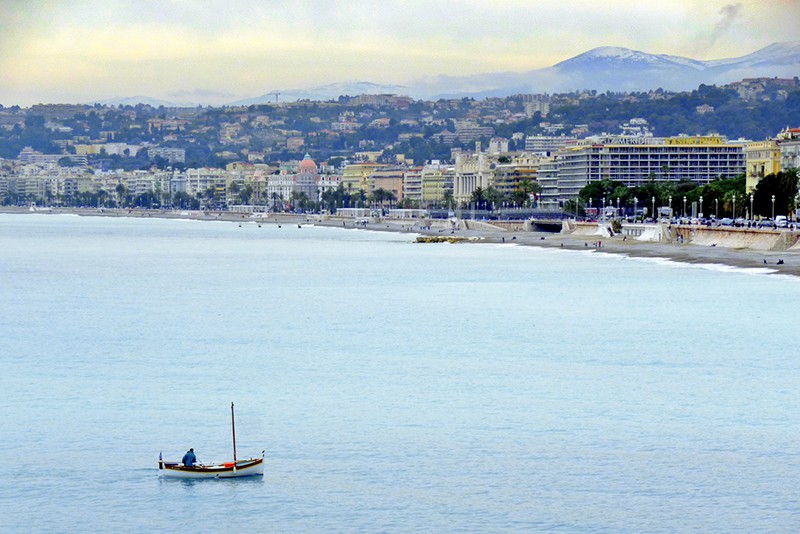 a man in a boat near Nice on the French Riviera