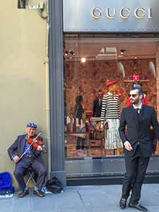outside a Gucci shop in Florence