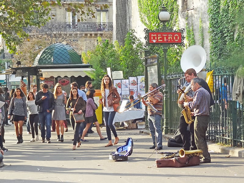 street musicians in Paris, one of the best places in France