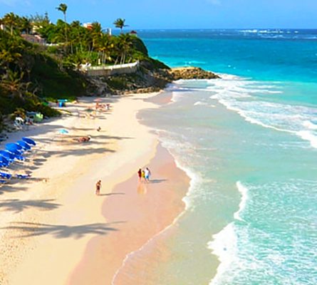 people walking on a Caribbean beach