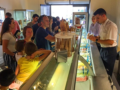 people in a gelateria in Rome