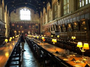 a university dining hall in England 