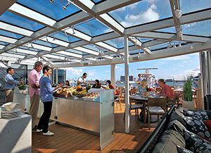 a buffet on a crusie ship