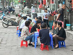 people at a cafe in Hanoi