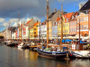 boats in a harbor in Scandinavia