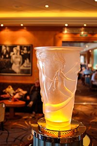 glass vase on the Cunard QM2