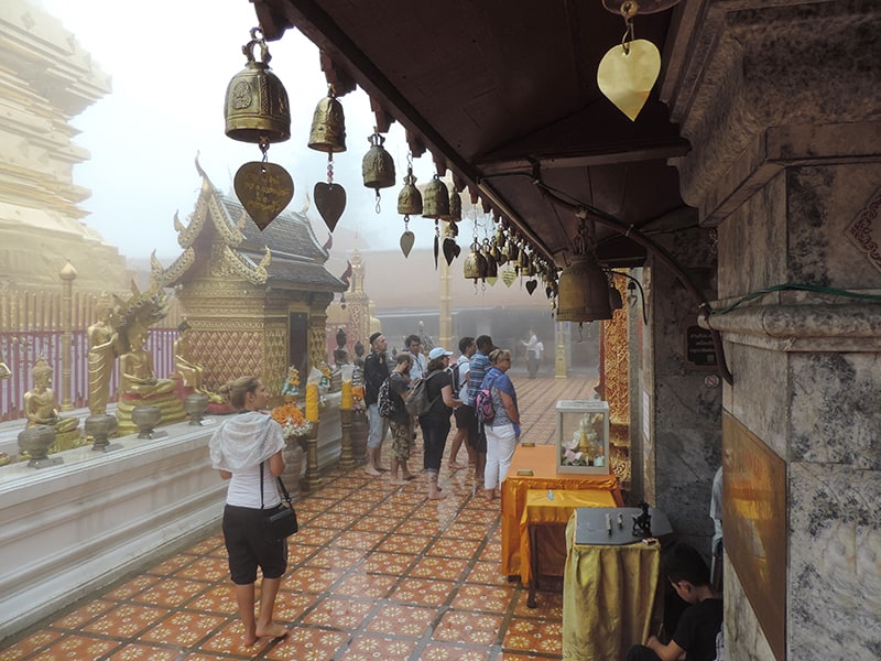people walking in a temple, one of the things to do in Chiang Mai