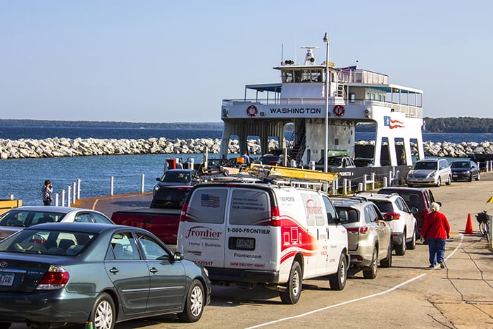 cars waiting for a ferry in Door County, Wisconsin