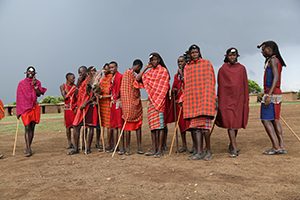 Maasai warriors in their village on safari in kenya