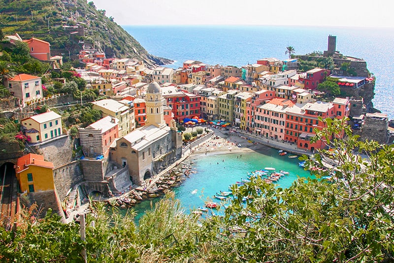 colorful building by a harbor 