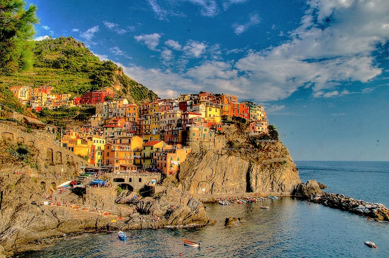 cinque terre italy as seen from the sea