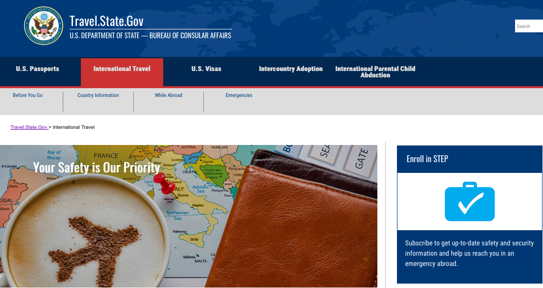 State Department web page