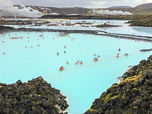 people in a lagoon seen on an Iceland tour