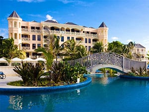 the pool by an upscale hotel