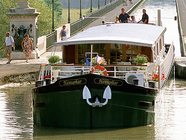 a French river cruise bar at a lock