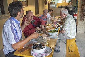 people eating sefood in Friuli