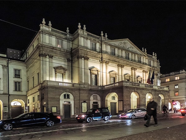 an opera house at night