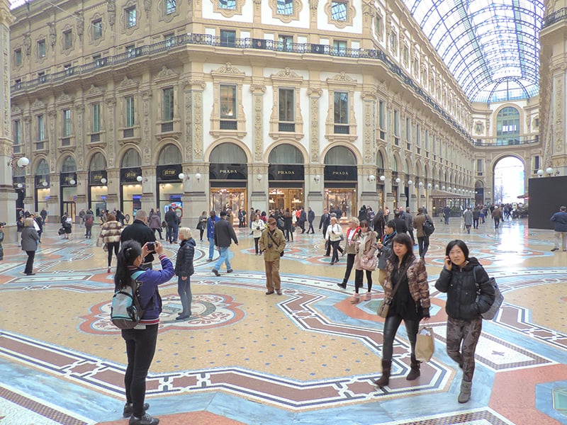 people in an ornate mall - day trip from Milan
