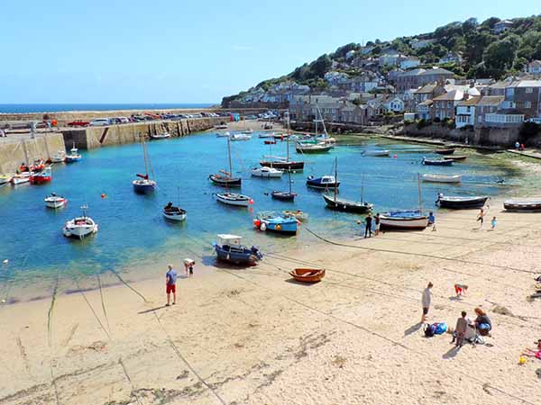 boats in a harbor in Cornwall