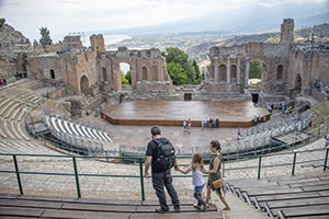 people in an ancient greek theater - Palermo