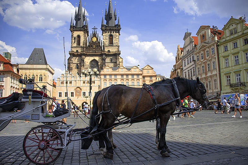 Old Town Square, the most popular spot on a walking tour of Prague
