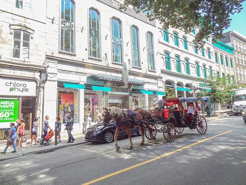 a horse and carriage on an old city street