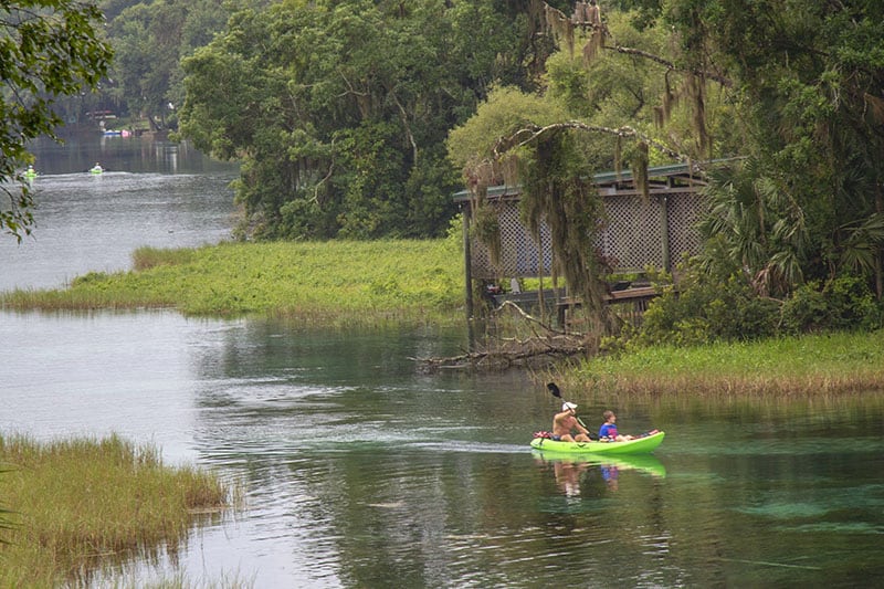 people in a kayak in Rainbow Springs State Park, Dunnellon, FL