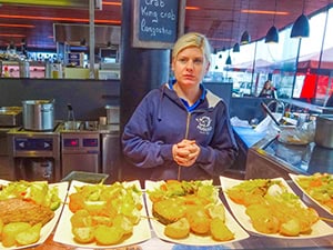 a young woman in a market