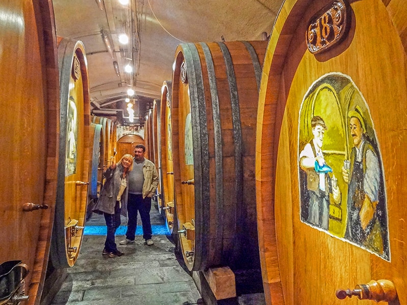 People in the cellar of Domaine Bovy in the Lavaux Vineyard terraces