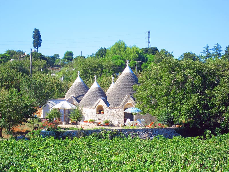 cone-shaped roofs on houses in Puglia Italy