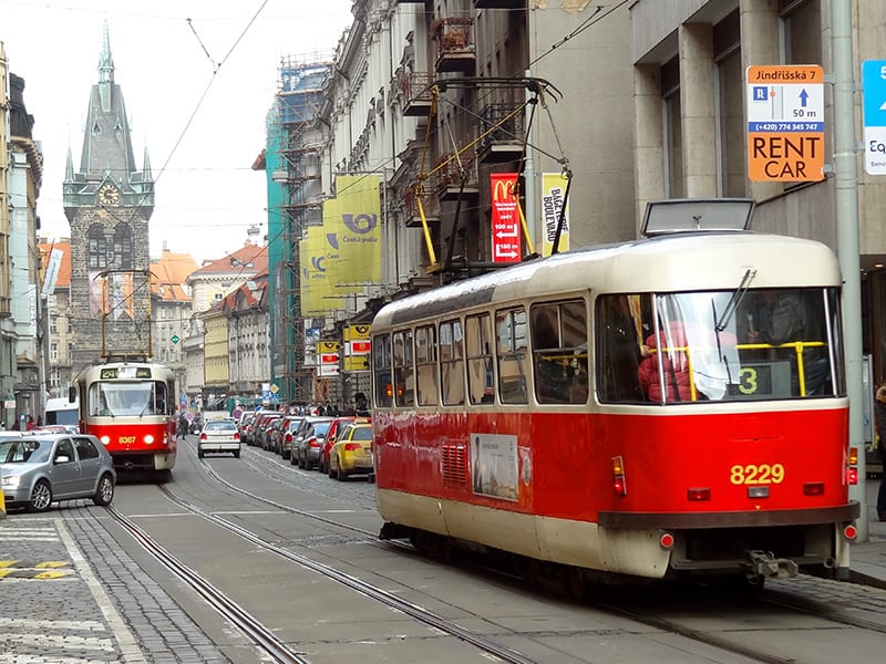 a trolley, part of the public transportation in Prague
