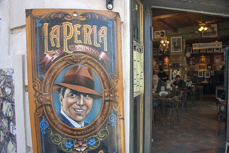 the colorful entrance to a bar in Bueno Aires