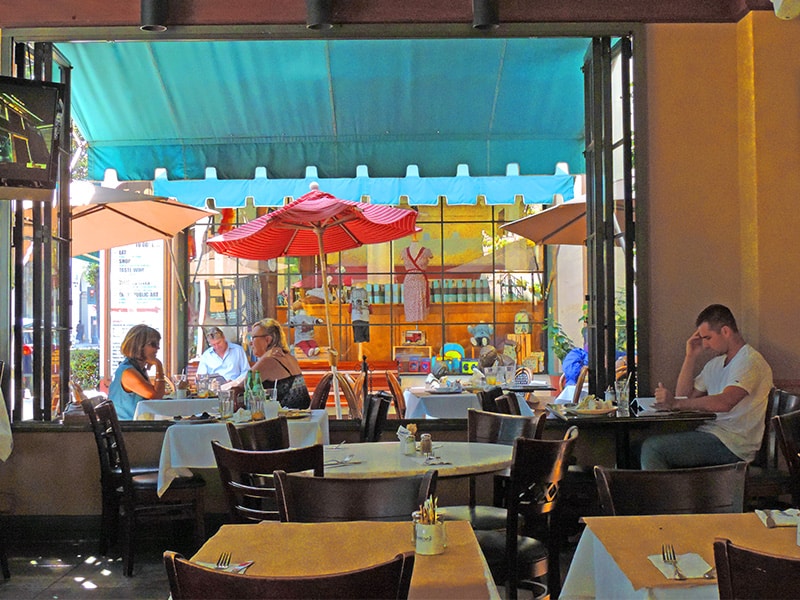 people in a restaurant in downtown Santa Barbara