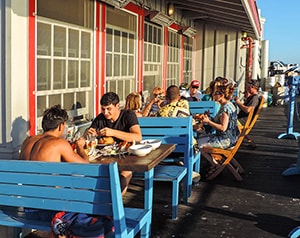 people having a later lunch in Santa Barbara, known as the "American Riviera"