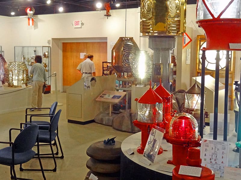 people in a lighhouse museum in Rockland