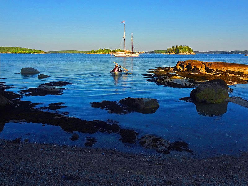 a windjammer at anchor on the Maine coast