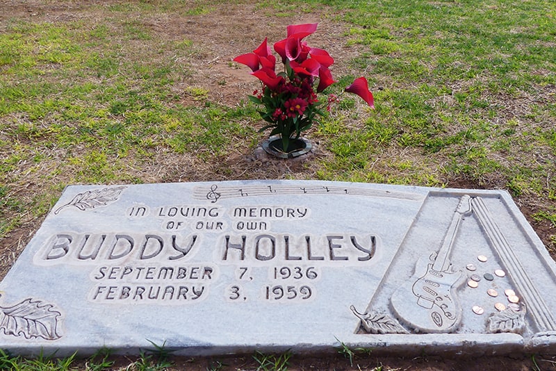 The gravesite of Buddy Holley in the Texas panhandle