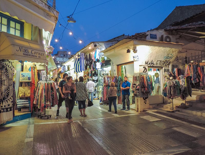 an evening street market - 2 days in Athens