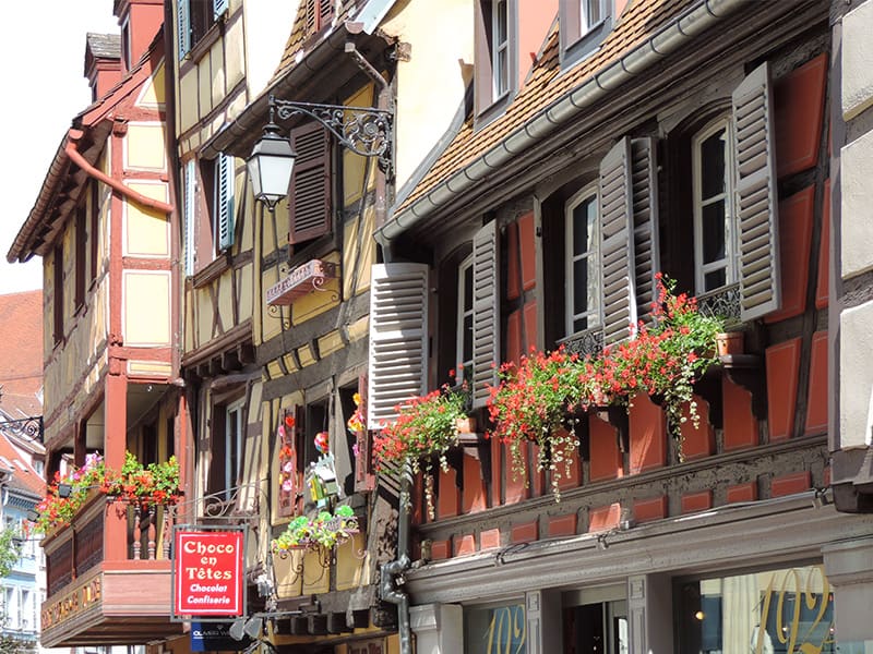 old timbered houses in Colmar, a good place for those wanting to enjoy the benefits of wellness travel