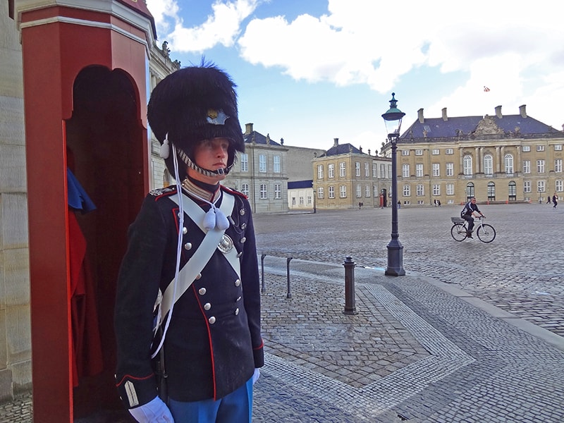 guard at a palace, one of the things to see in Copenhagen