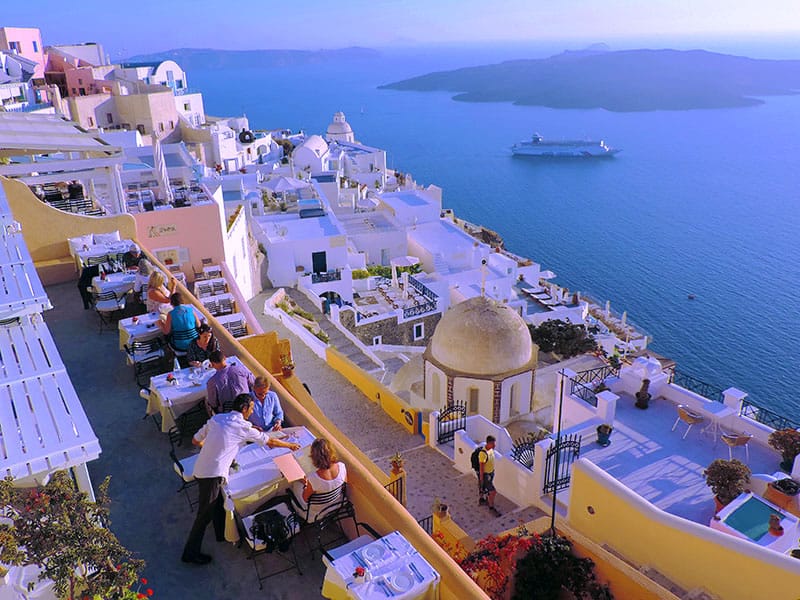dining at sunset, what to do in Santorini