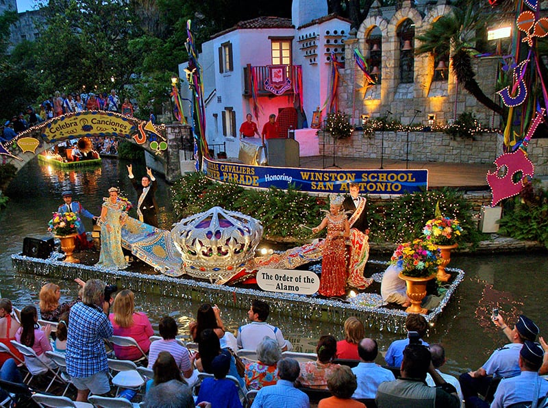 a float seen in a parade, one of the things to do in San Antonio on a budget