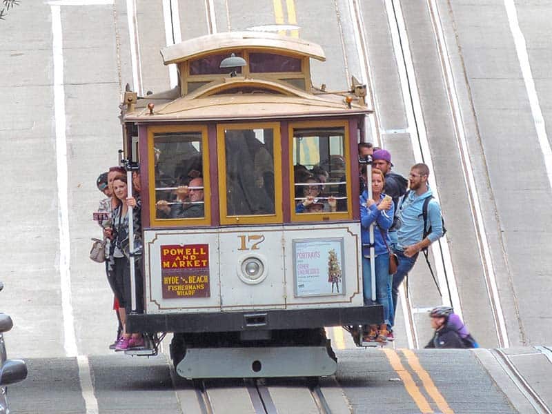 people on a cable car - San Francisco photos