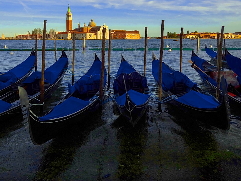 gondolas and a church -- photos venice