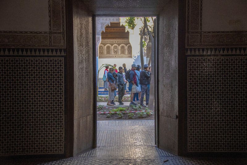 people on a tour at the Bahia Palace