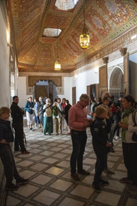 people visiting the  Bahia Palace, one of the things to do in Marrakesh