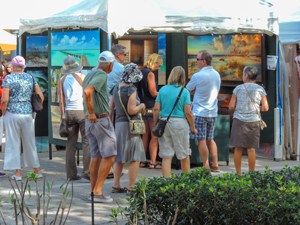 people at a street art fair on Florida  Gulf Coast road trip