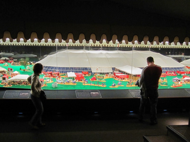 a display of a miniature circus, one of the must-see places on a Florida Gulf Coast road trip