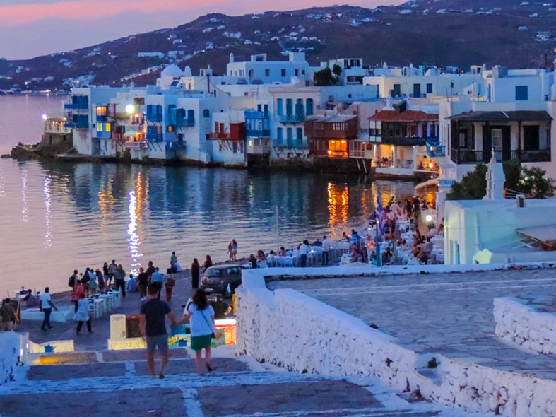 old town Mykonos at twilight