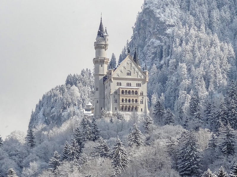 a castle in the snow near Fussen